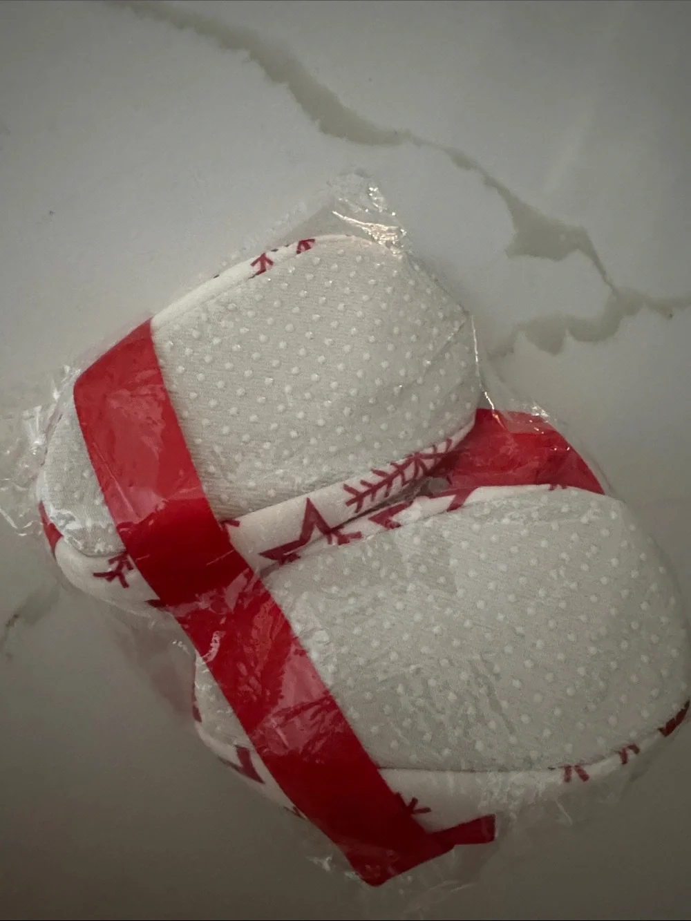 Baby’s White and Red Holiday Soft-Soled Shoes